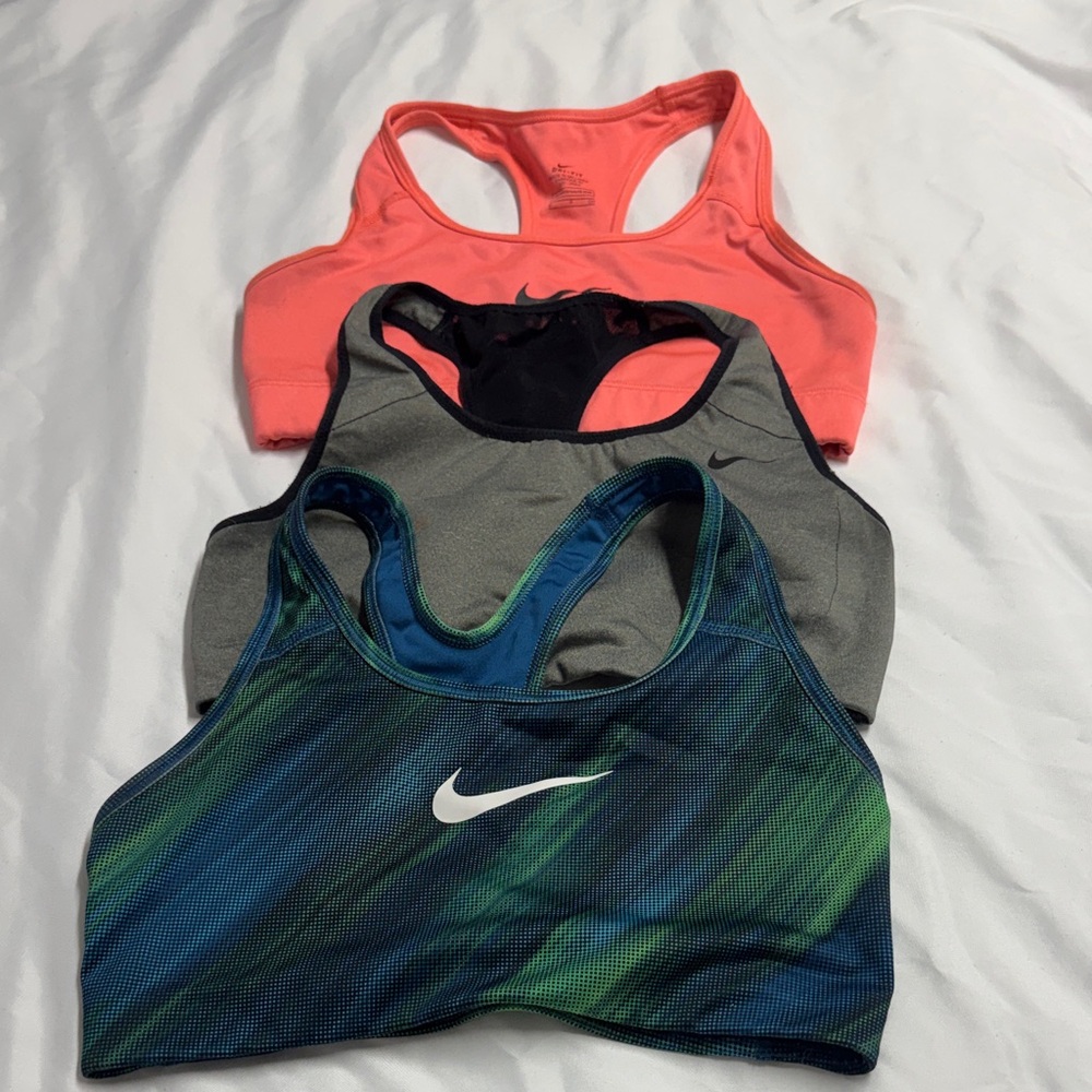 Nike Women's Sports Bra Trio - Coral, Gray, Blue